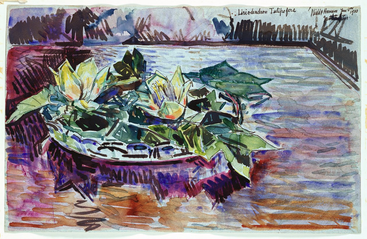 Tulipanes en un cuenco de Childe Frederick Hassam