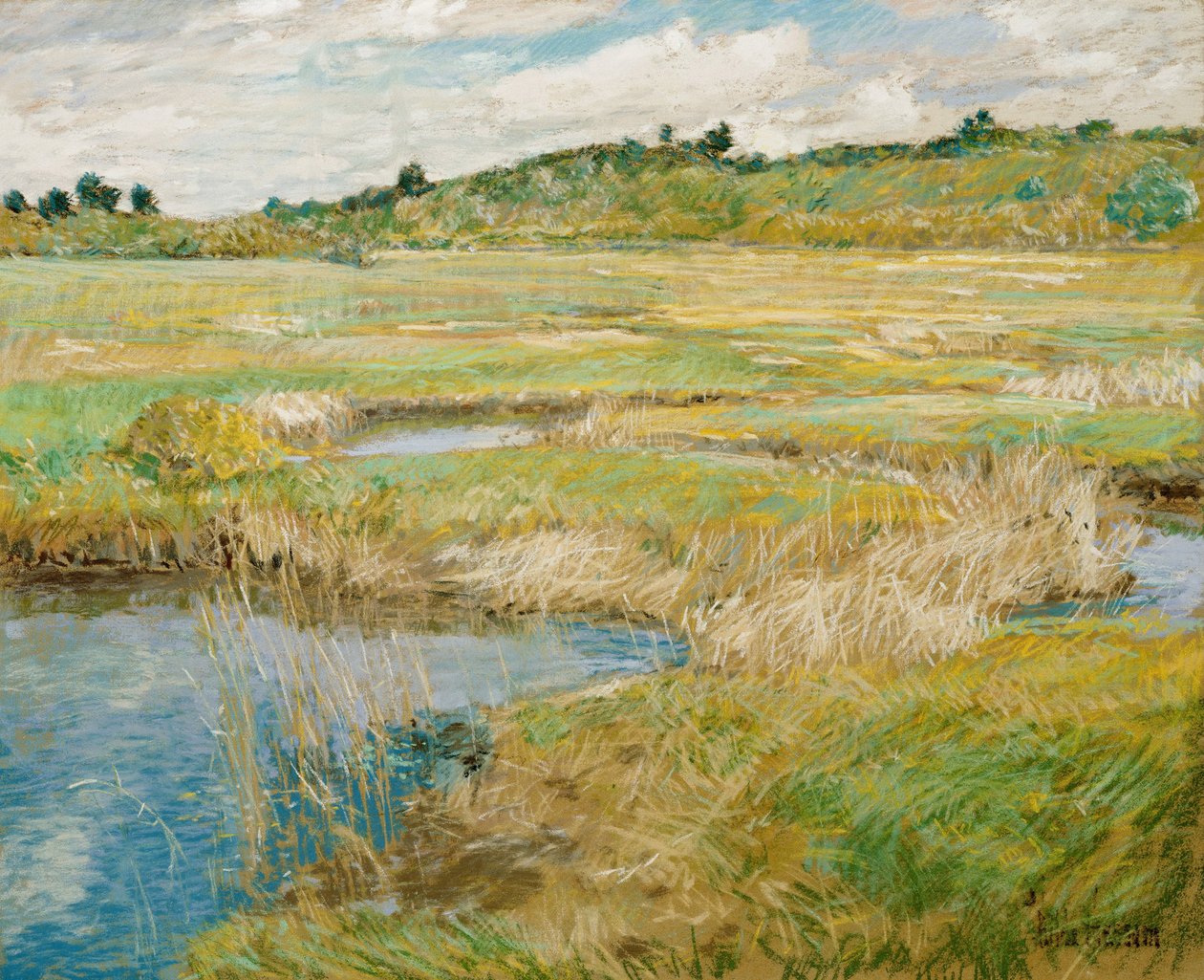 "prairie a Concord, Massachusetts, Etats Unis" (La pradera de Concord) Peinture de Childe Hassam (1859-1935) Pastel sobre lienzo vers 1890 Dim 45,7x56,2 cm Nelson-Atkins Museum of Art, Kansas City, Missouri de Childe Frederick Hassam
