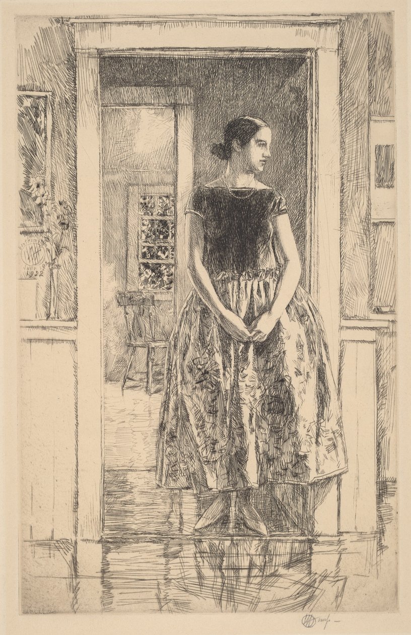 Chica con un vestido moderno de Childe Hassam