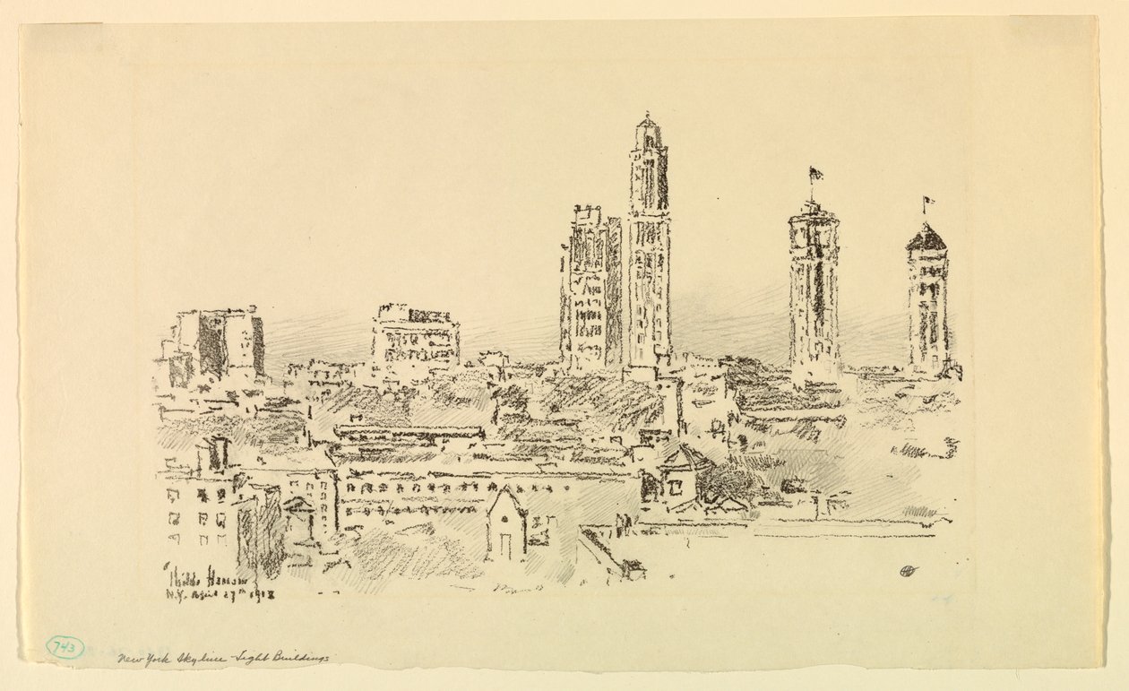 Horizonte de Nueva York – Edificios iluminados de Childe Hassam