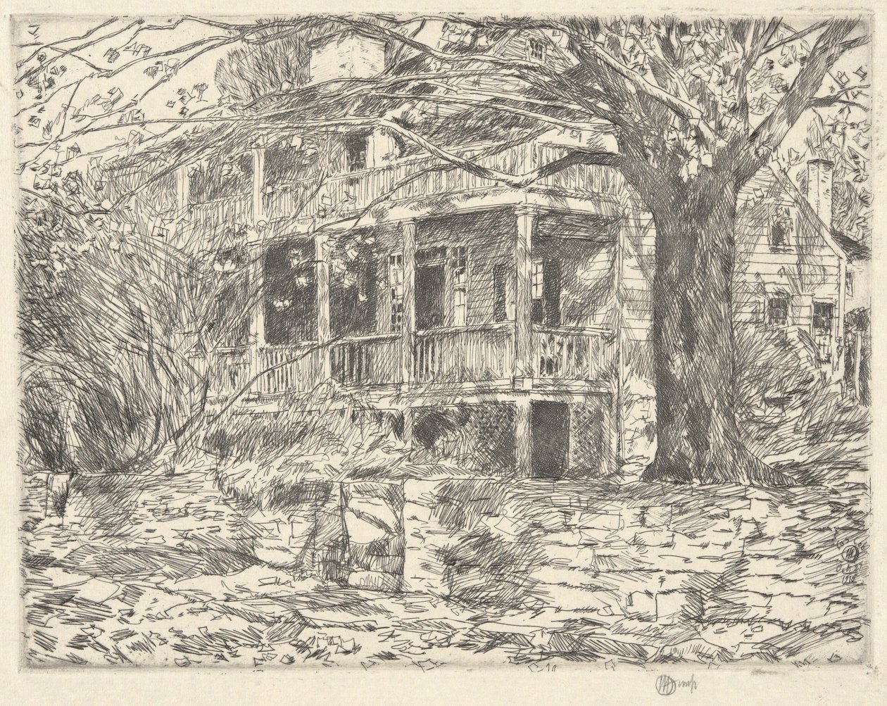 Casa antigua, Cos Cob, 1915 de Childe Hassam