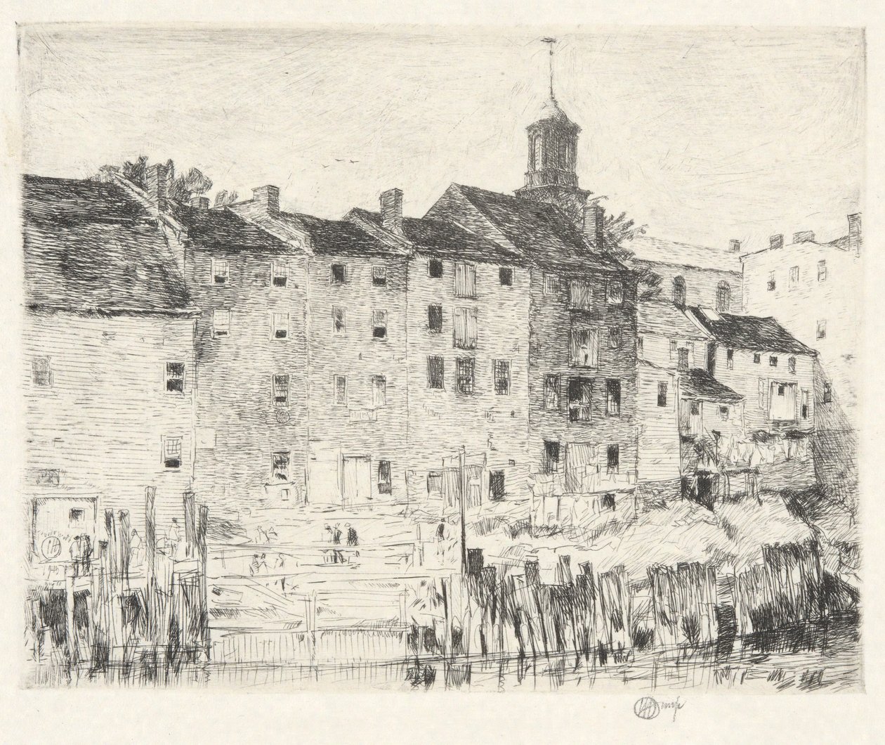 Viejos almacenes, Portsmouth de Childe Hassam