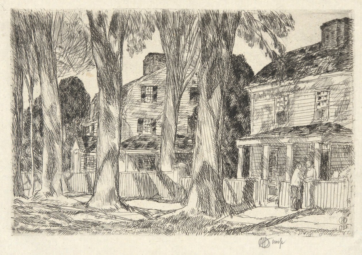 Calle del pueblo de la luz del sol, 1925 de Childe Hassam