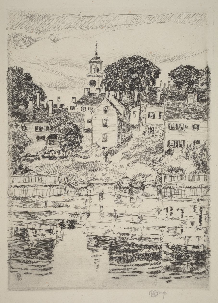 La torre de la iglesia, Portsmouth de Childe Hassam