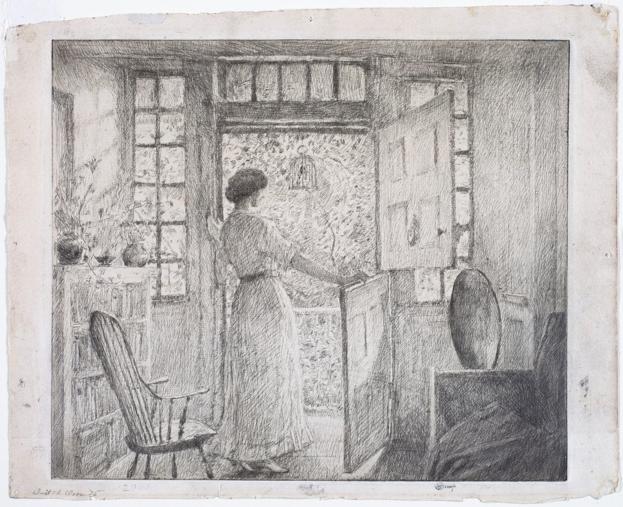 La puerta holandesa (recto), la danza griega (verso) de Childe Hassam