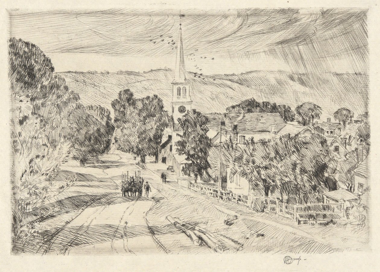 Pueblo de Vermont, 1923 de Childe Hassam