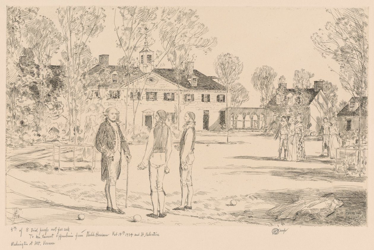 Washington en el monte Vernon de Childe Hassam