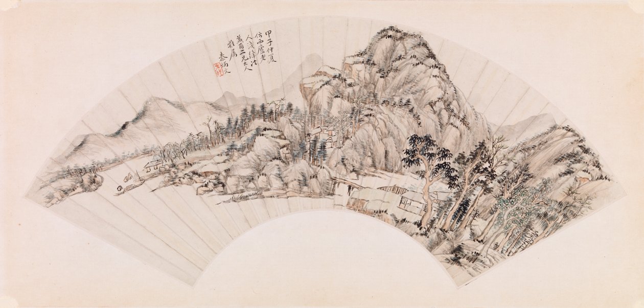Abanico que representa un paisaje de Chin Ping-wen Chin Ping-wen