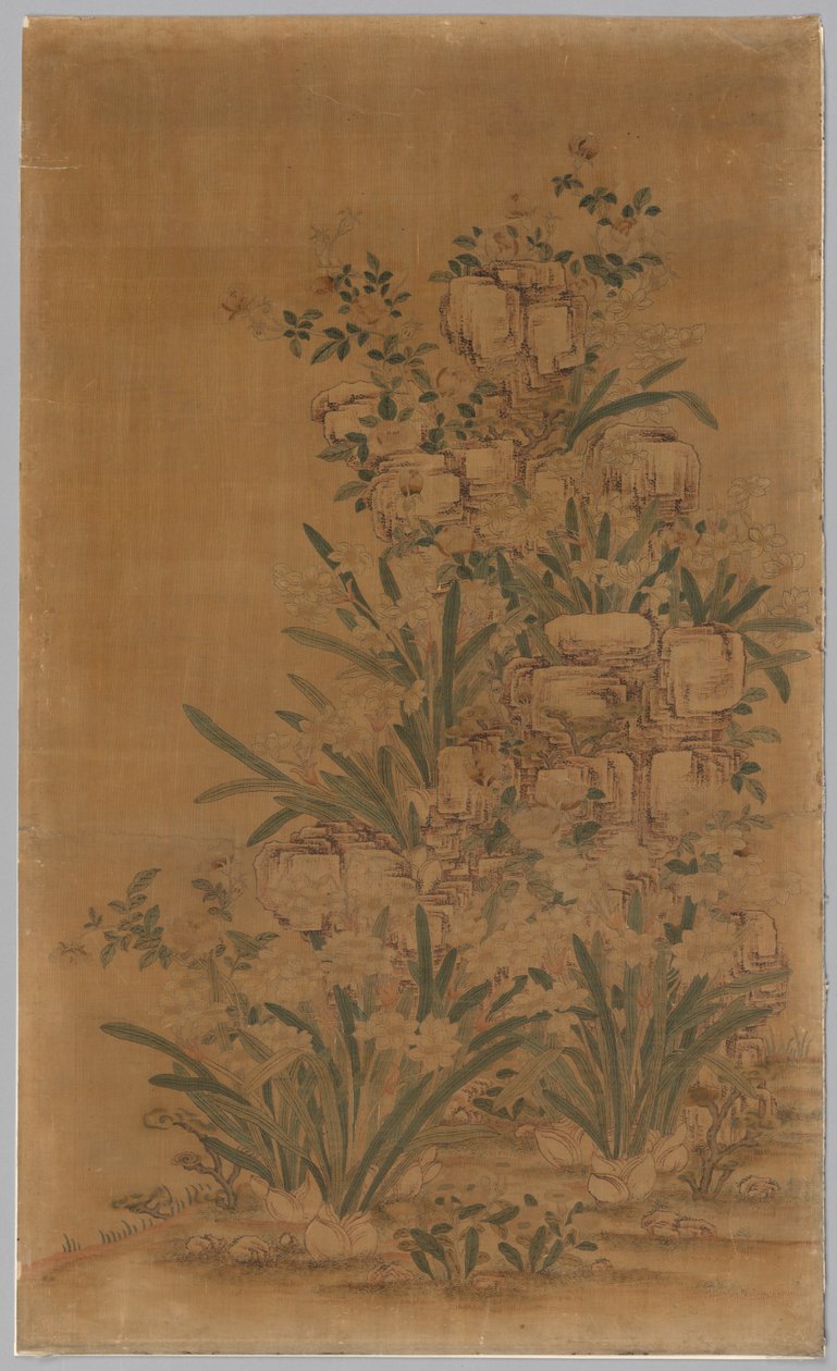 Panel Kesi: Rocas y narcisos de China, Qing dynasty