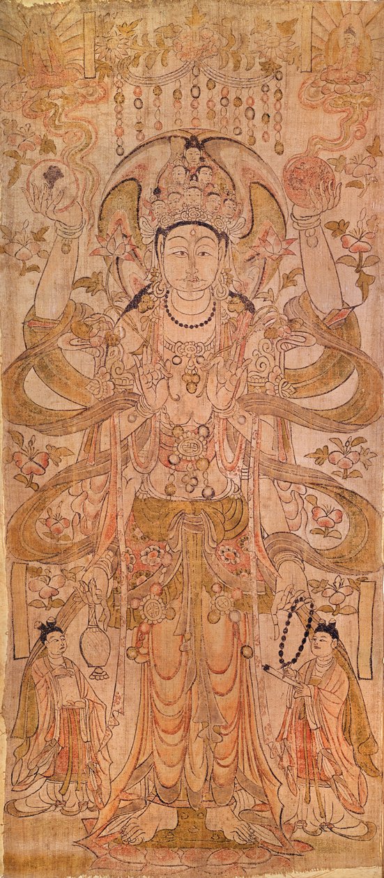 Avalokiteshvara con nueve cabezas y seis brazos, de Dunhuang, Provincia de Gansu, Dinastía Tang (618-907) de Chinese School