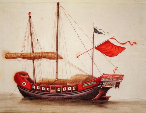 Embarque de un velero, Periodo Qianlong (1736-96) de Chinese School