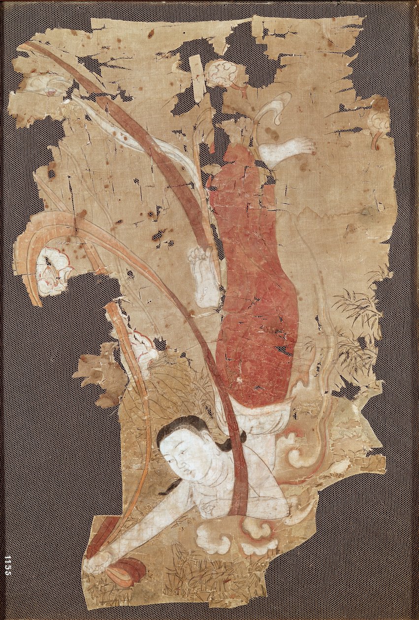 Genio volador o Apsaras, de Dunhuang, Provincia de Gansu, siglo IX-X de Chinese School