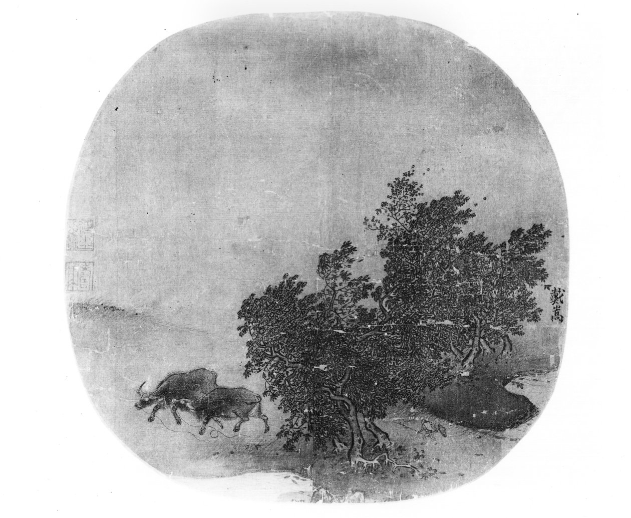 Paisaje con búfalo de agua, Dinastía Song (960-1279) de Chinese School