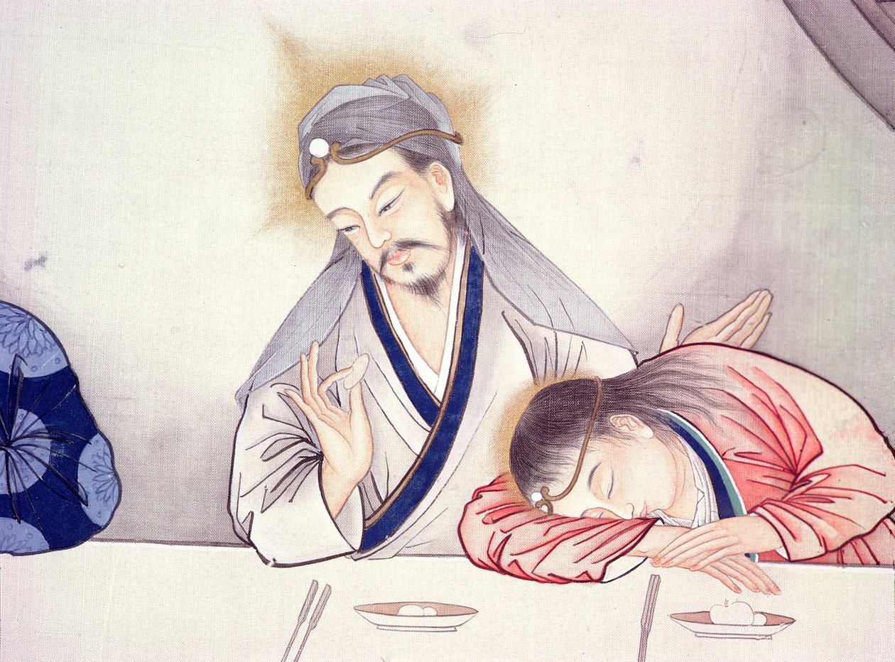 Última Cena, Cristo y San Juan (detalle) de Chinese School