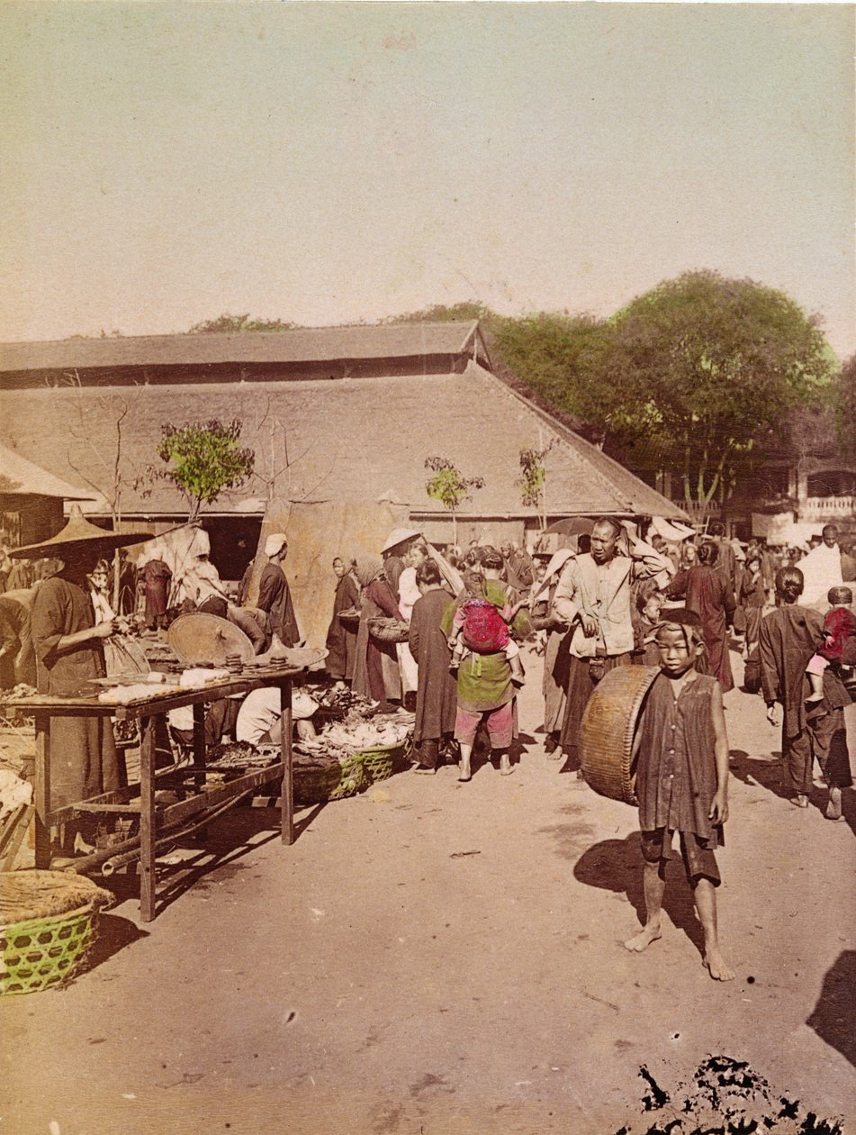 Un mercado en Tonkín, c.1899-1900 de Chinese School