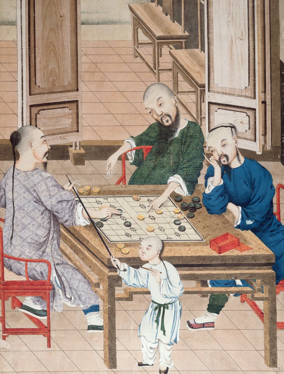 Un juego de estrategia en China, finales del siglo XVIII de Chinese School