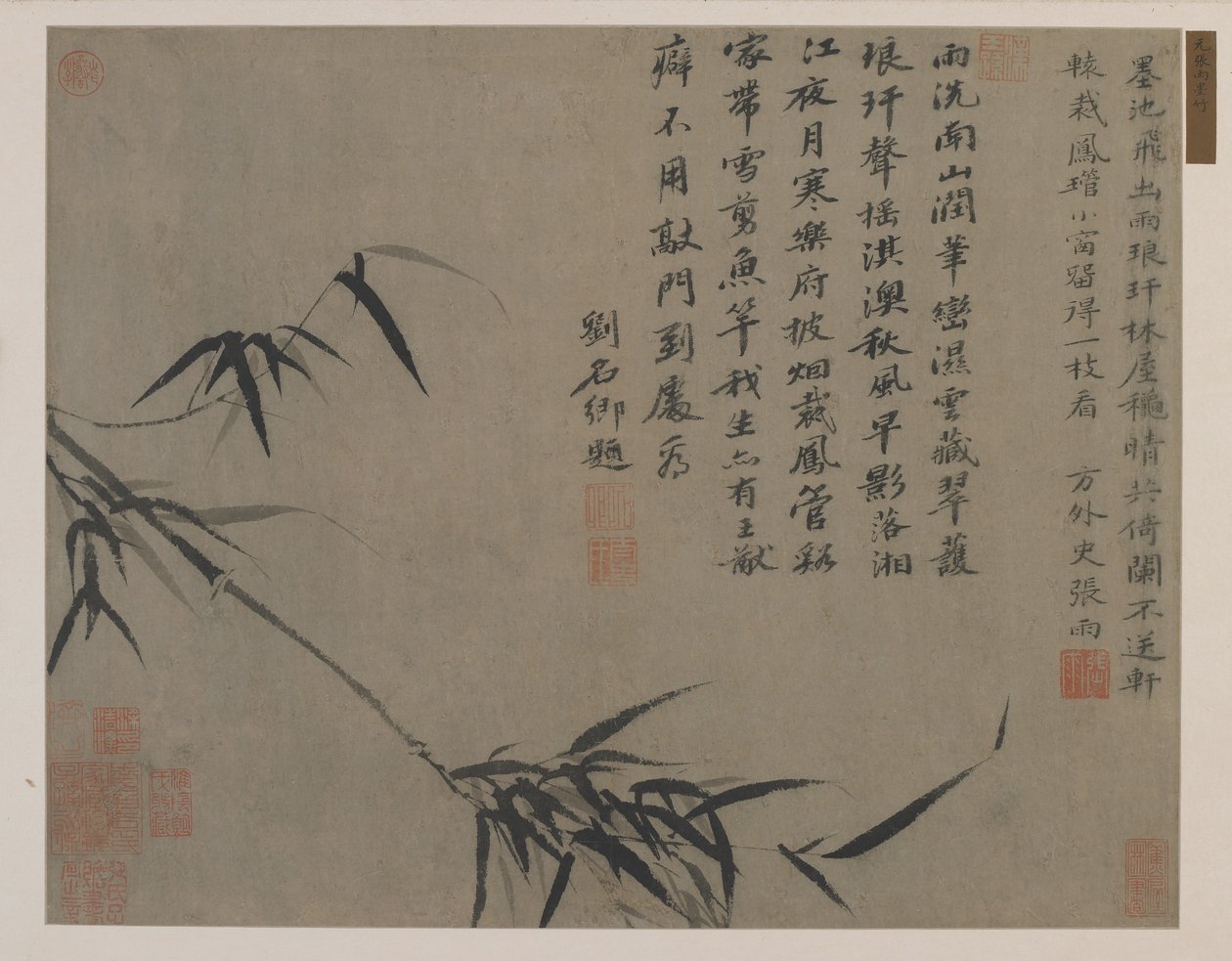 Un ramo de bambú, posiblemente dinastía Qing de Chinese School