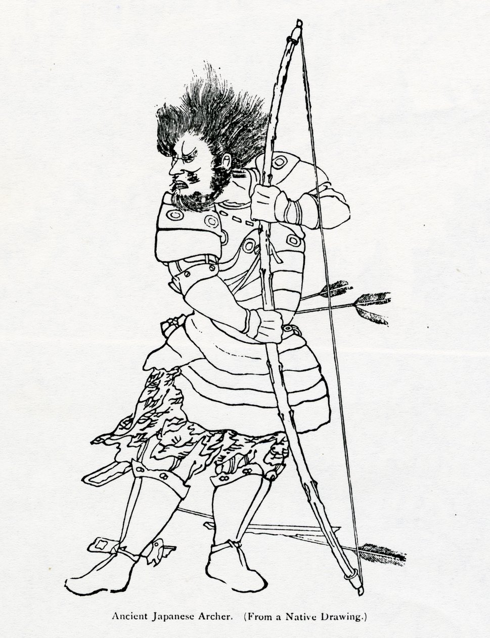 Un antiguo arquero japonés, ilustración de 