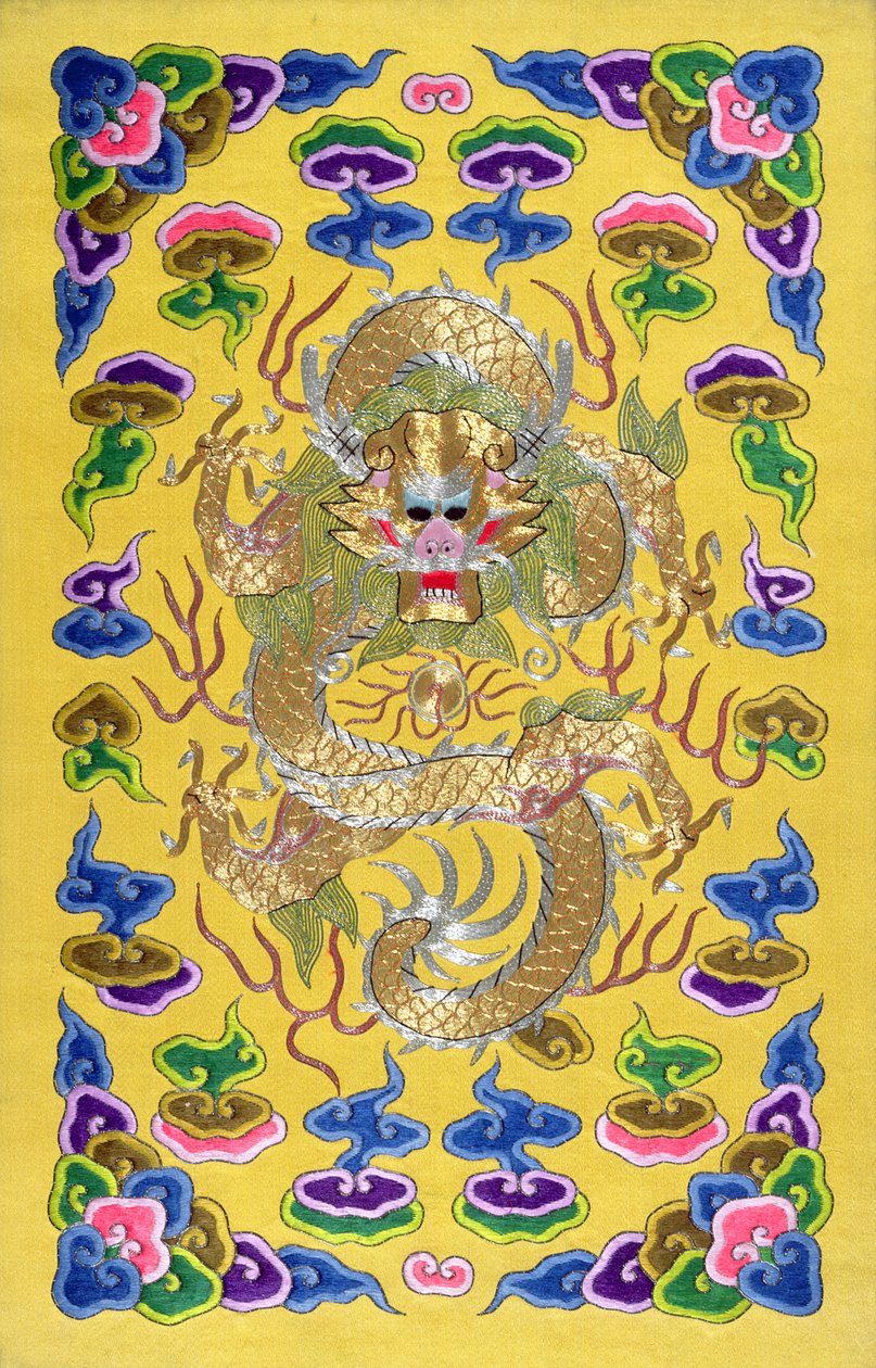 Un dragón chino bordado, de la portada de un tratado diplomático franco-chino de Chinese School