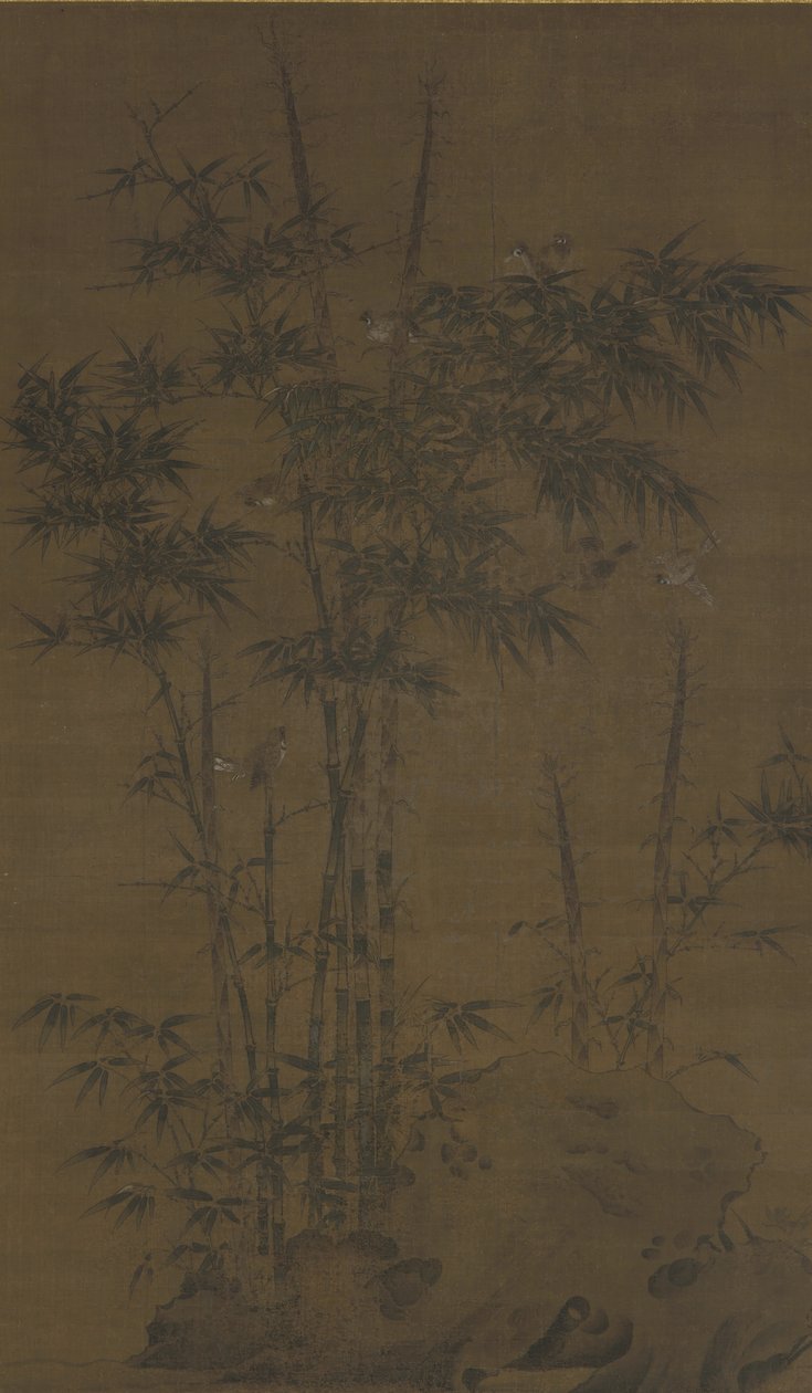 Bambú y gorriones, dinastía Yuan o Ming, finales del siglo XIV de Chinese School