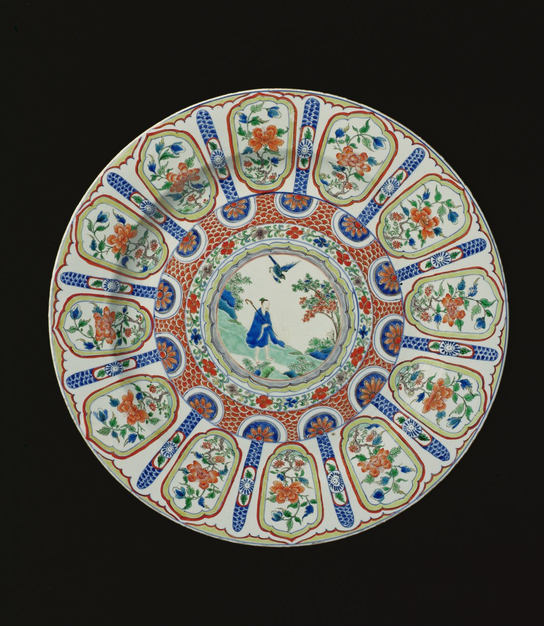 Plato que representa al poeta inmortal Tang Li Bai, Período Kangxi, c.1690 (porcelana) de Chinese School