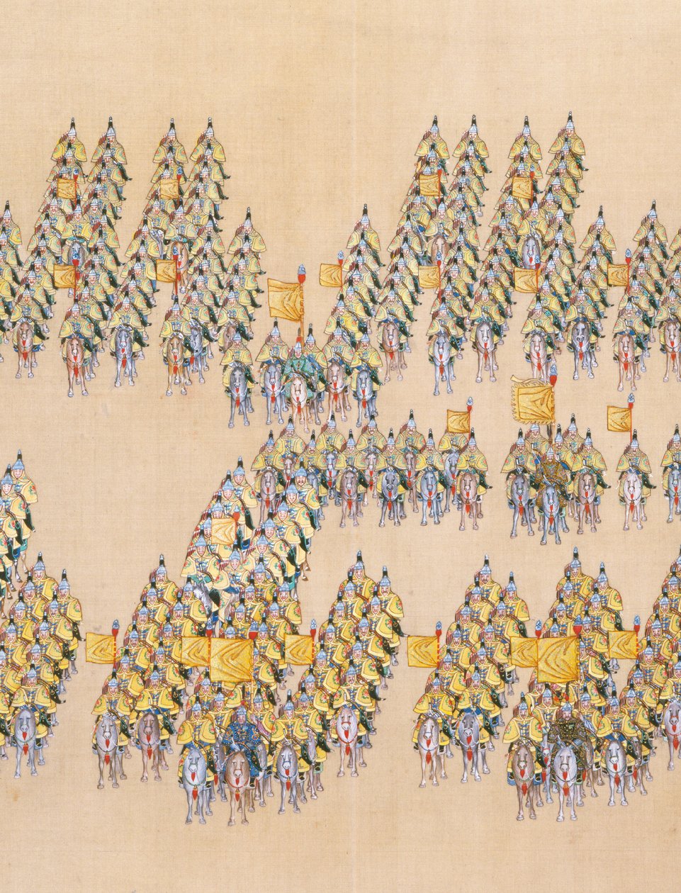 Revisión del gran desfile de tropas del emperador Qianlong, rollo de mano de Chinese School