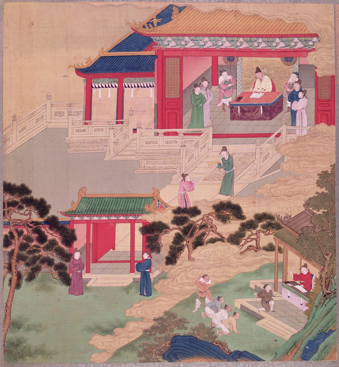 El Emperador Tai Tsung (r.762-779) leyendo un tomo médico, de una historia de los emperadores chinos de Chinese School