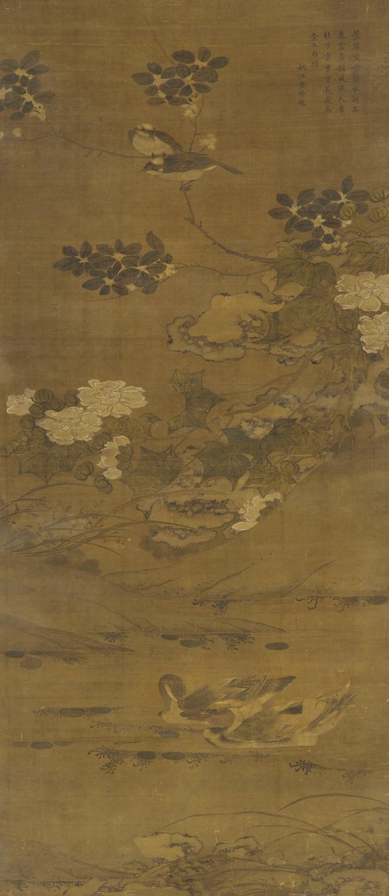 Flores, patos y otros pájaros, dinastía Ming o Qing, siglo XV-XVIII de Chinese School