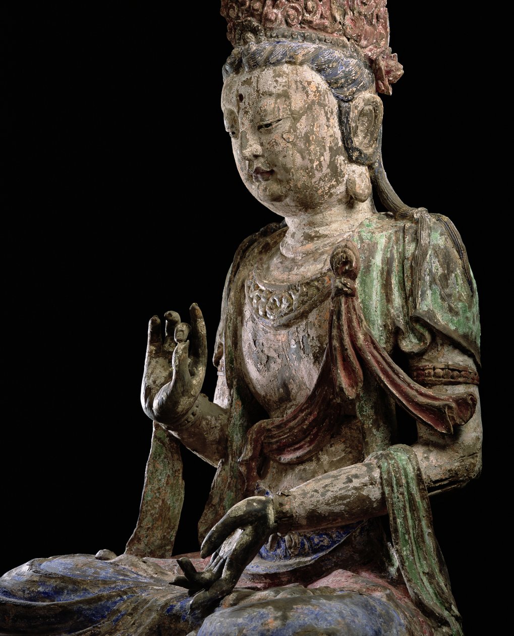 Gran bodhisattva sentado con las manos levantadas, dinastía Jin (1115-1234) (detalle) de Chinese School