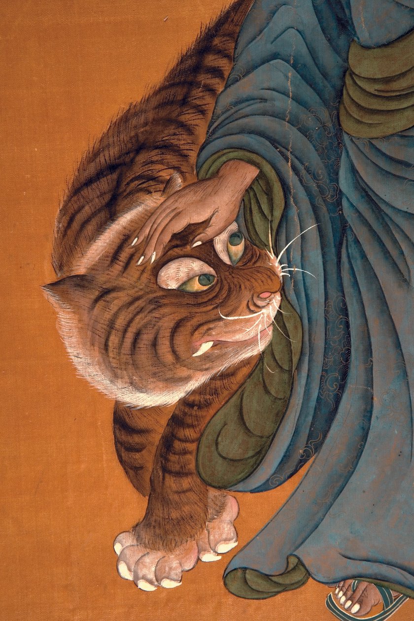 Lohan con Tigre, finales del siglo XVIII a principios del siglo XIX de Chinese School