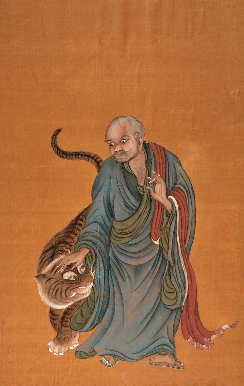 Lohan con Tigre, finales del siglo XVIII a principios del siglo XIX de Chinese School