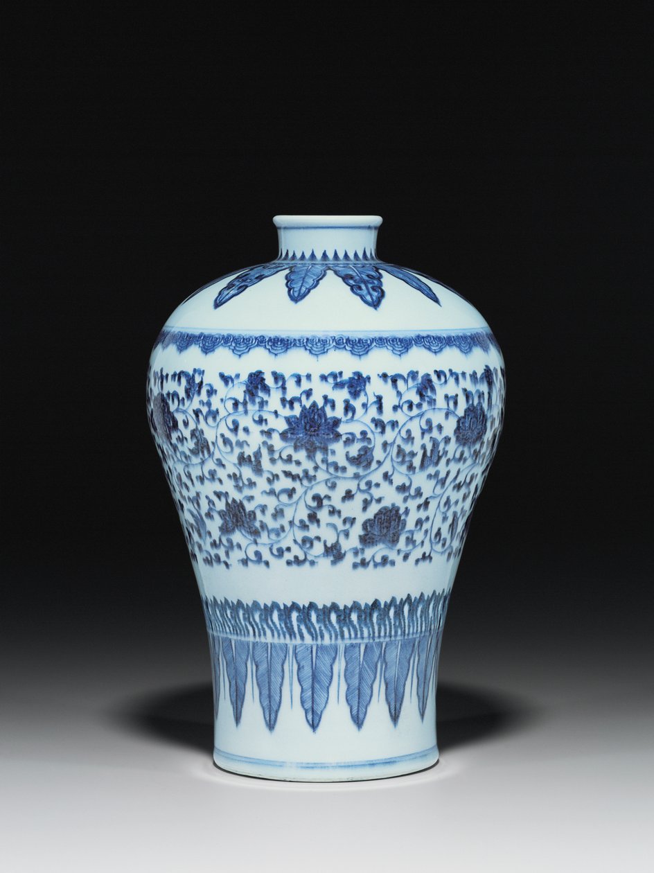 Jarrón estilo Ming, Meiping, pintado en estilo del siglo XV de Chinese School