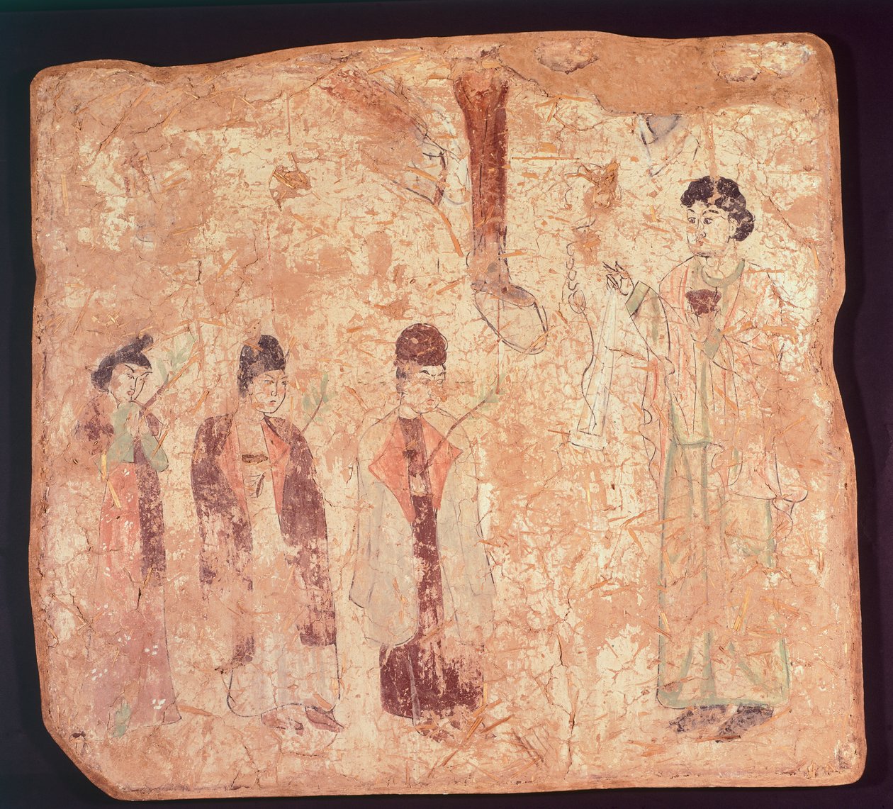 Tema nestoriano, quizás Domingo de Ramos, pintura mural del Templo Cristano Qoco, Xinjiang, China, Civilización China, Dinastía Tang, finales del siglo IX de Chinese School