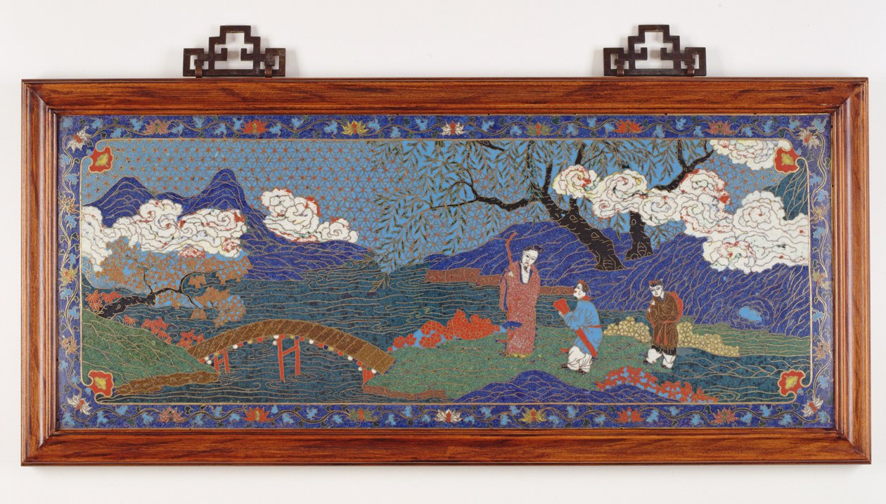 Panel que representa un paisaje chino, dinastía Ming de Chinese School