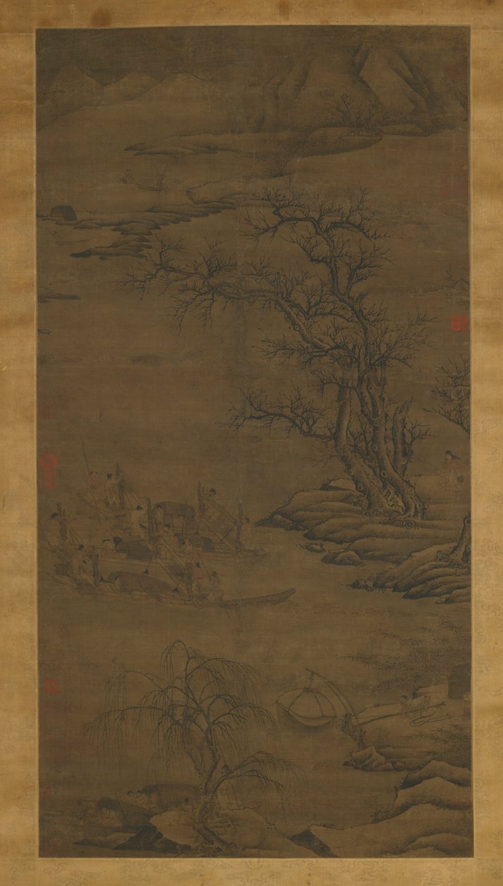 Placeres de la pesca, dinastía Ming de Chinese School
