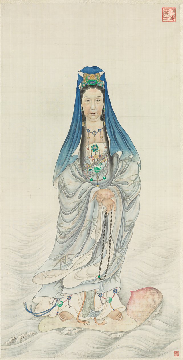 Retrato de la Emperatriz Viuda Cixi como Guanyin de Chinese School
