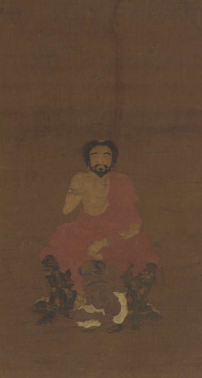 Sakyamuni sentado sobre tres criaturas demoníacas, posiblemente dinastía Yuan-principios de la dinastía Ming, siglo XIV-XV de Chinese School