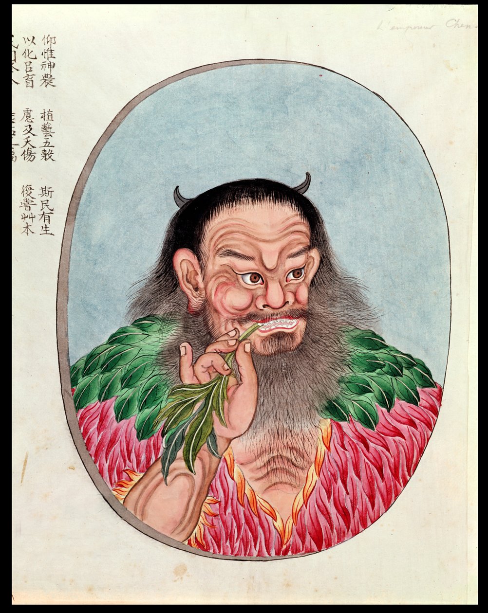 El legendario emperador Shen-Nung, ilustración de un Pen Tsao, siglo XVIII-XIX de Chinese School