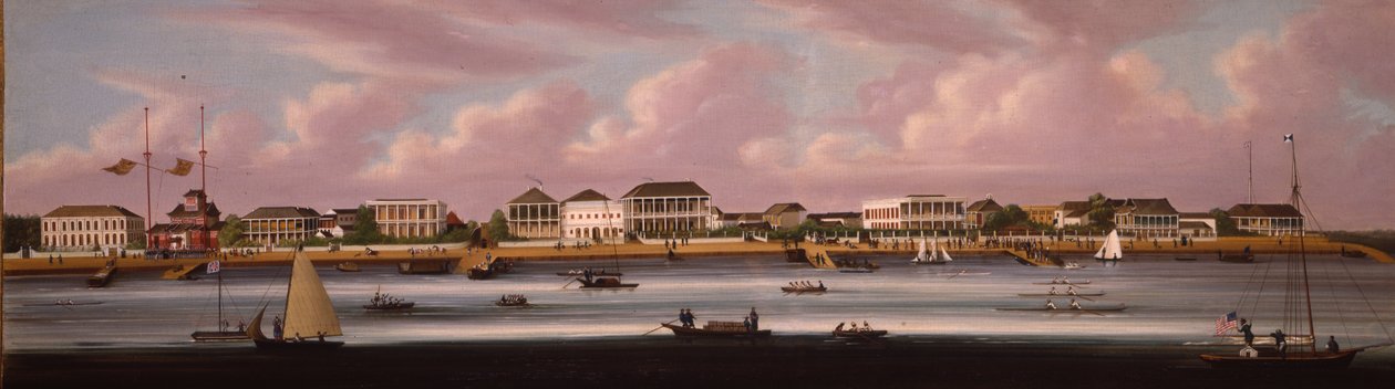 La regata de Shanghái con una vista del Bund, c.1850 de Chinese School