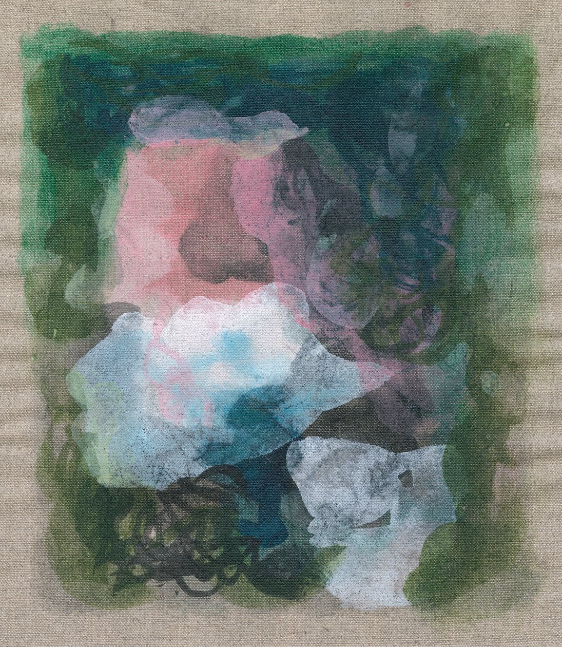Composición abstracta II, 2023 (técnica mixta - tinta acrílica y carboncillo sobre lino) de Ching Fun Tso