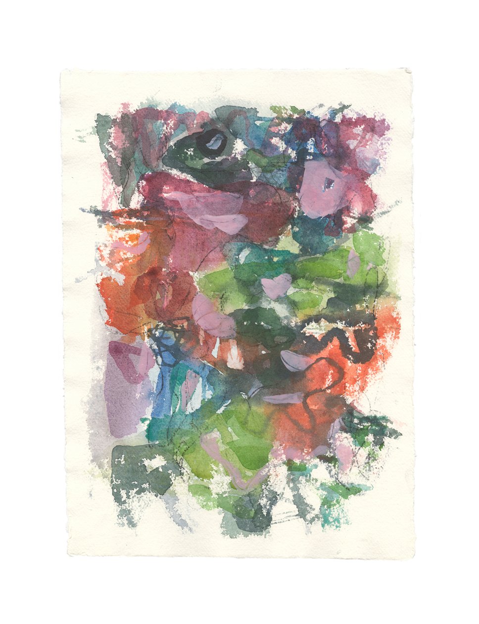 Composición abstracta, Serie orgánica, 2021 (acuarela, gouache y carboncillo sobre papel de acuarela hecho a mano) de Ching Fun Tso
