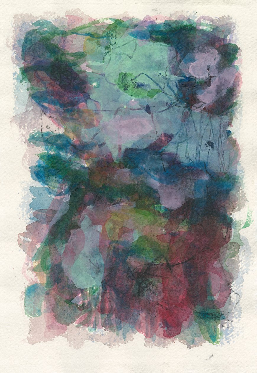 Composición abstracta, Serie orgánica/vegetal, 2021(acuarela, gouache y carboncillo sobre papel de acuarela) de Ching Fun Tso