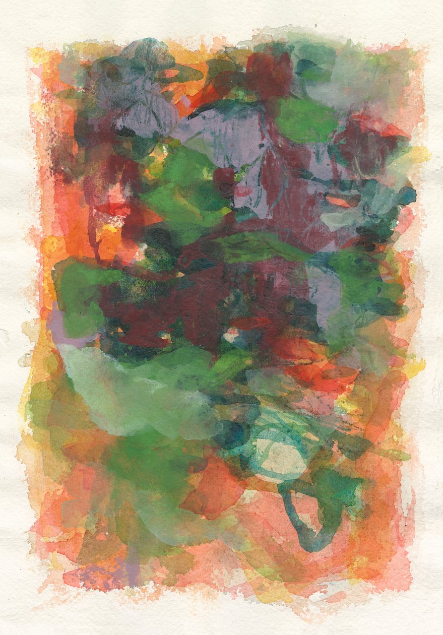 Composición abstracta, serie Play, 2021 (acuarela, gouache y carboncillo sobre papel de acuarela) de Ching Fun Tso
