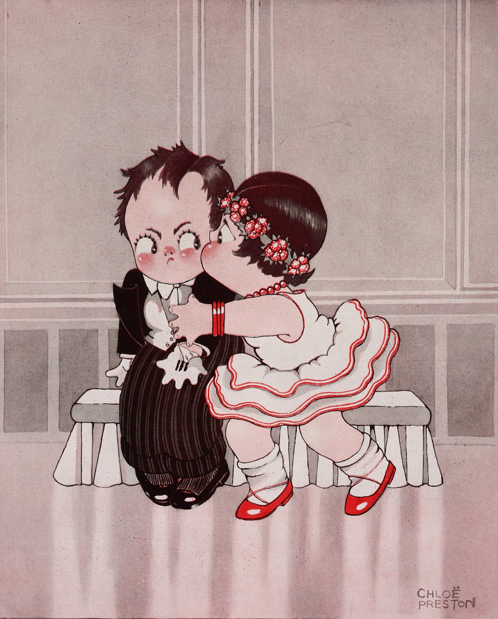 La ninfa constante, El beso molesto, dibujo de Chloe Preston (1887-1969) extraído de The Tatler, nº 1370, 28 de septiembre. de Chloe Preston