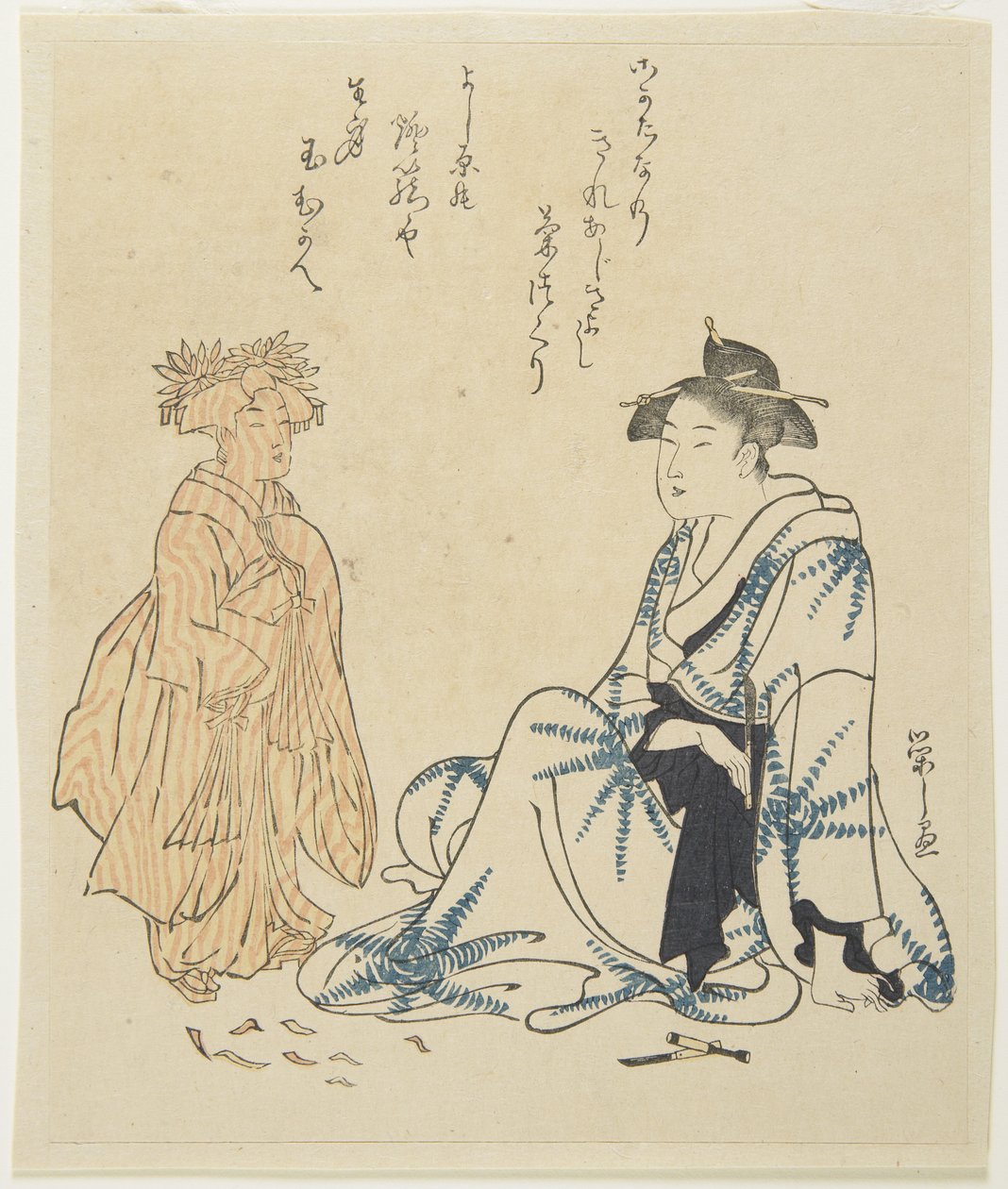 Cortesana y muñeca de madera de Chobunsai Eishi
