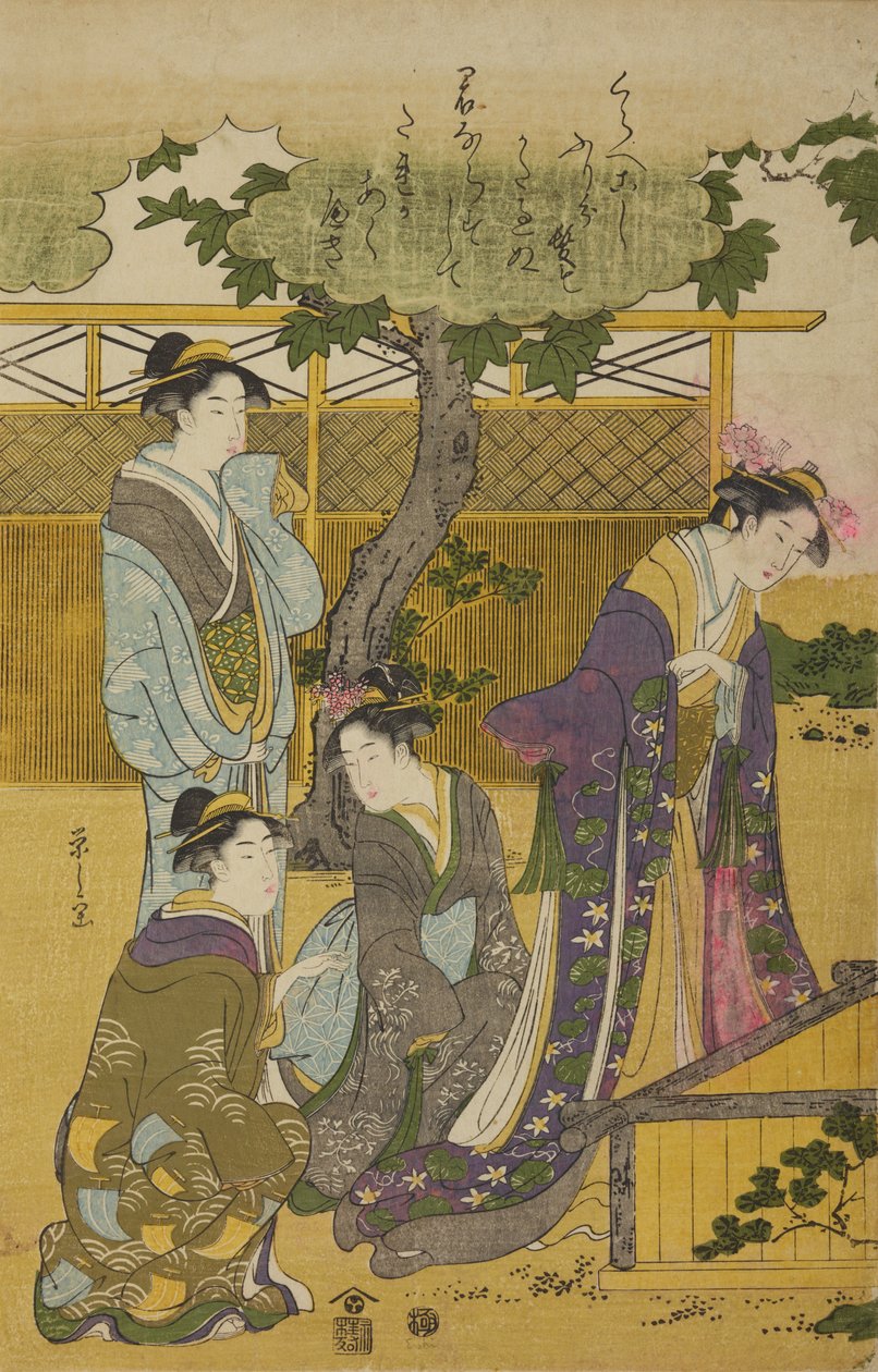 Cuatro mujeres junto al pozo de Chobunsai Eishi