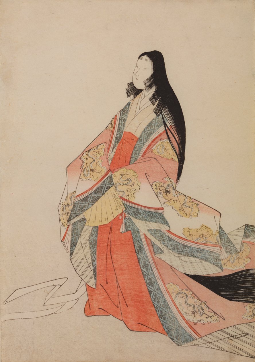 Dama de la corte, lámina del álbum: Treinta y seis poetisas / Nishiki-zuri onna sanju rokkasen e-zukushi de Chobunsai Eishi