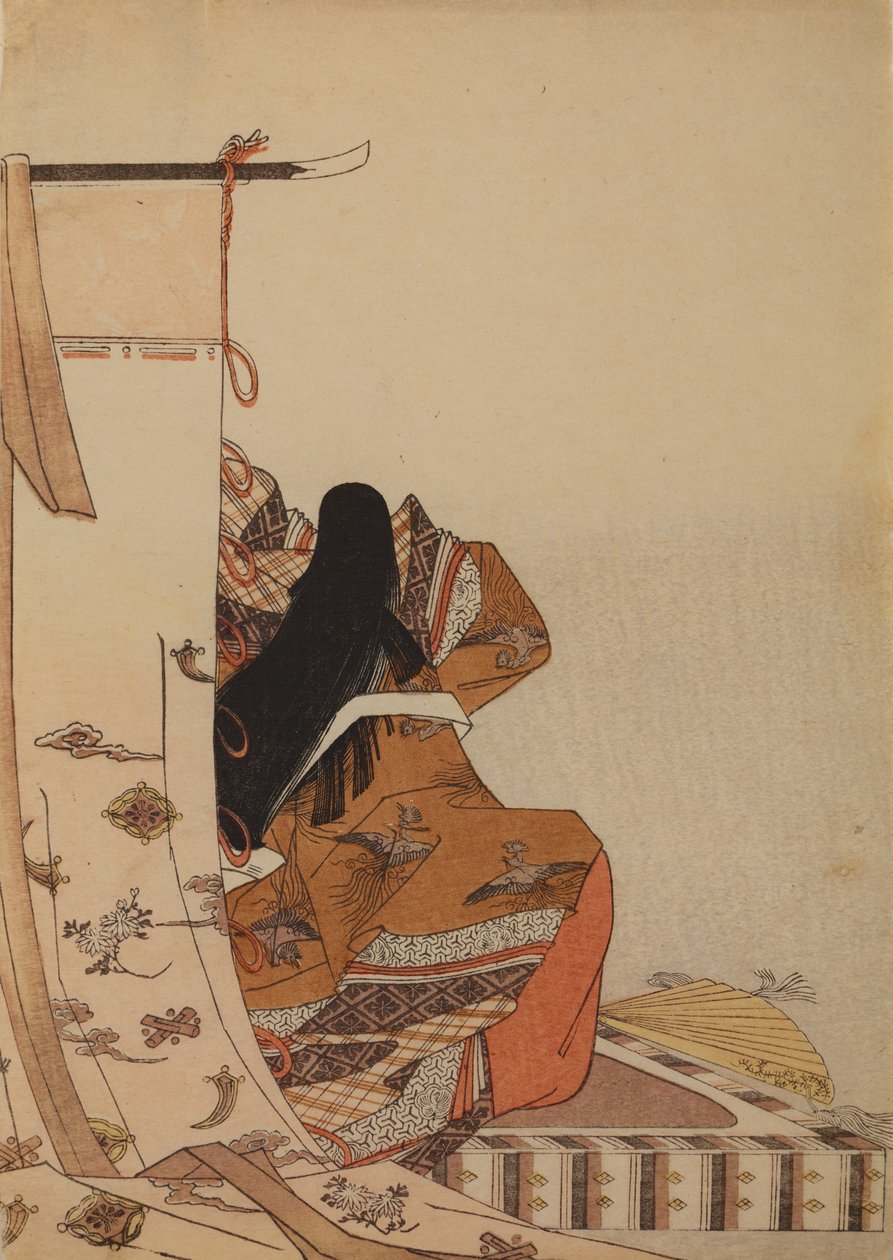 La poeta Shikishi Naishinno, del álbum: Nishikizukuri onna sanjurokkasen ezukushi de Chobunsai Eishi