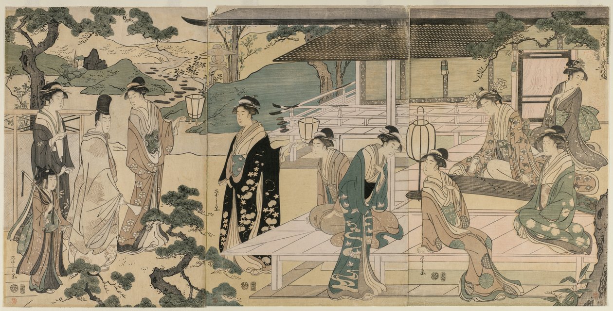 El Capítulo Matsukaze del Cuento de Genji (de la serie El Cuento de Genji en Vestimenta Moderna Elegante) de Chobunsai Eishi