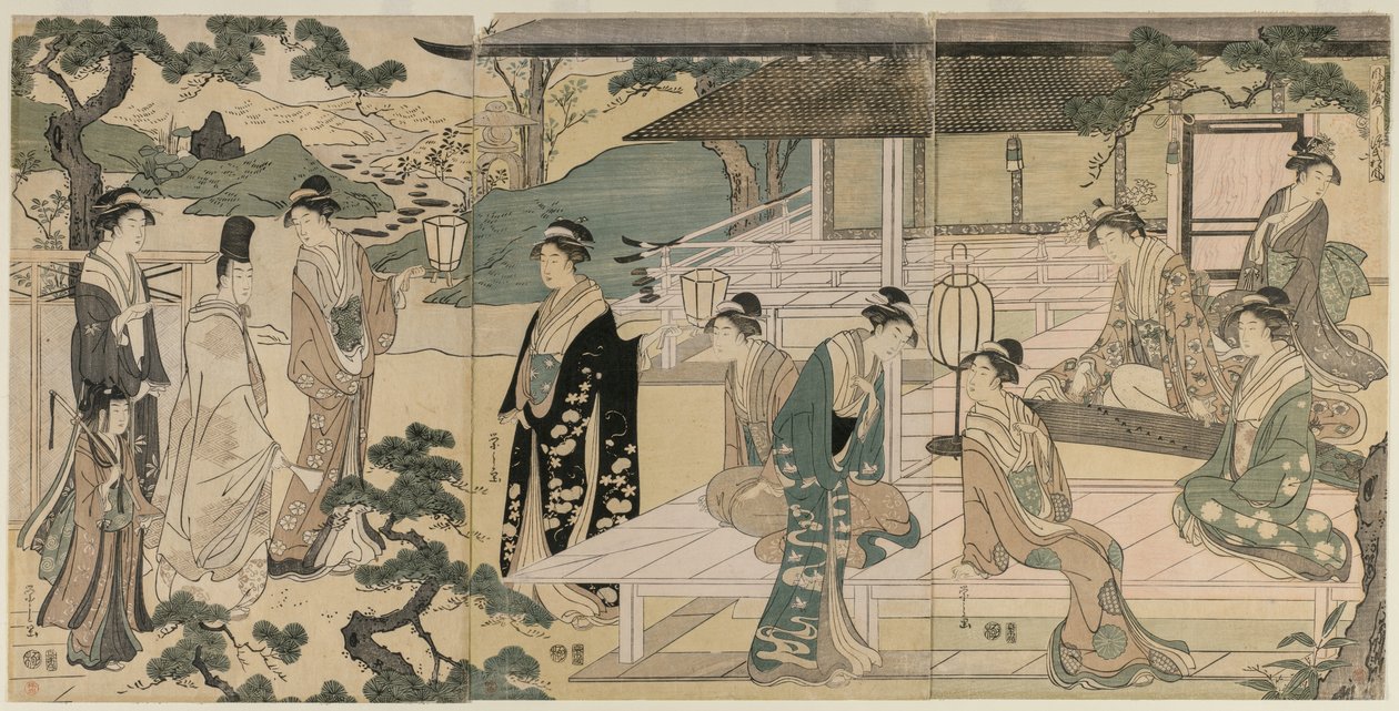 El capítulo Matsukaze del Cuento de Genji de la serie El Cuento de Genji, c. 1791 de Chobunsai Eishi